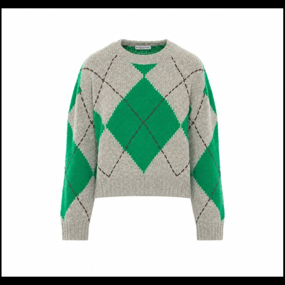 Ballantyne Women Diamond Cropped Sweater
